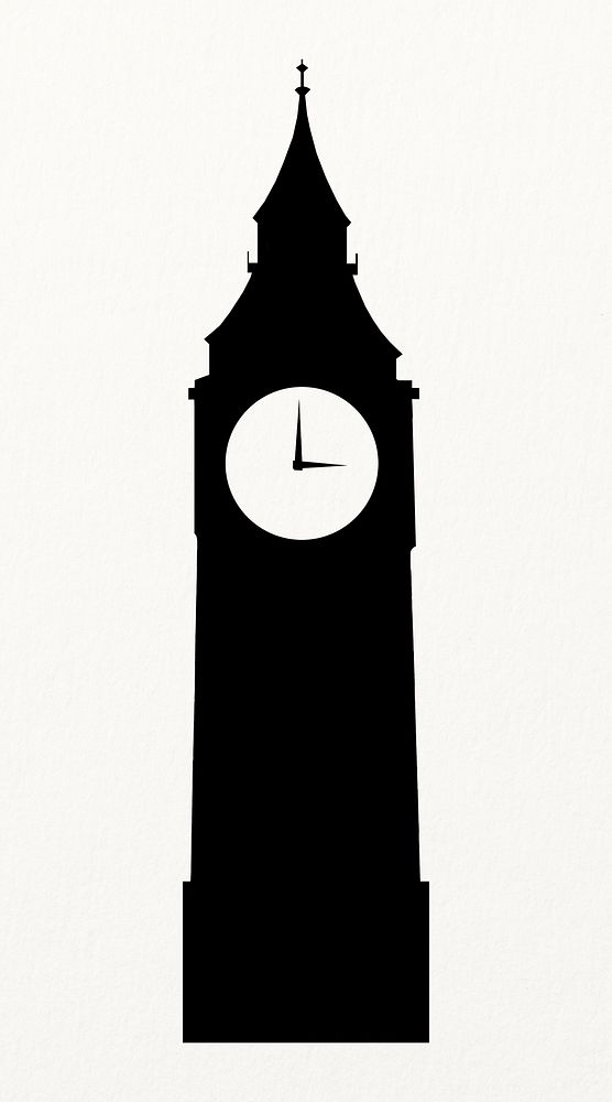 Clock tower silhouette, London's Big Ben, tourist attraction