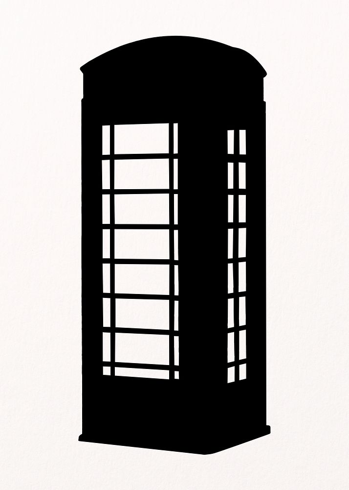 Red telephone box silhouette clip art, London icon public phone service psd