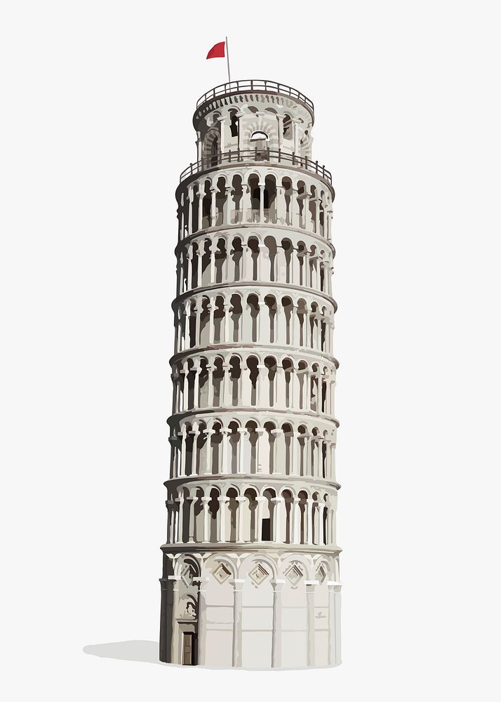 Leaning Tower of Pisa illustration, Italian architecture psd vectorize