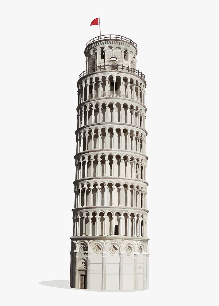 Leaning Tower of Pisa illustration, Italian architecture vector