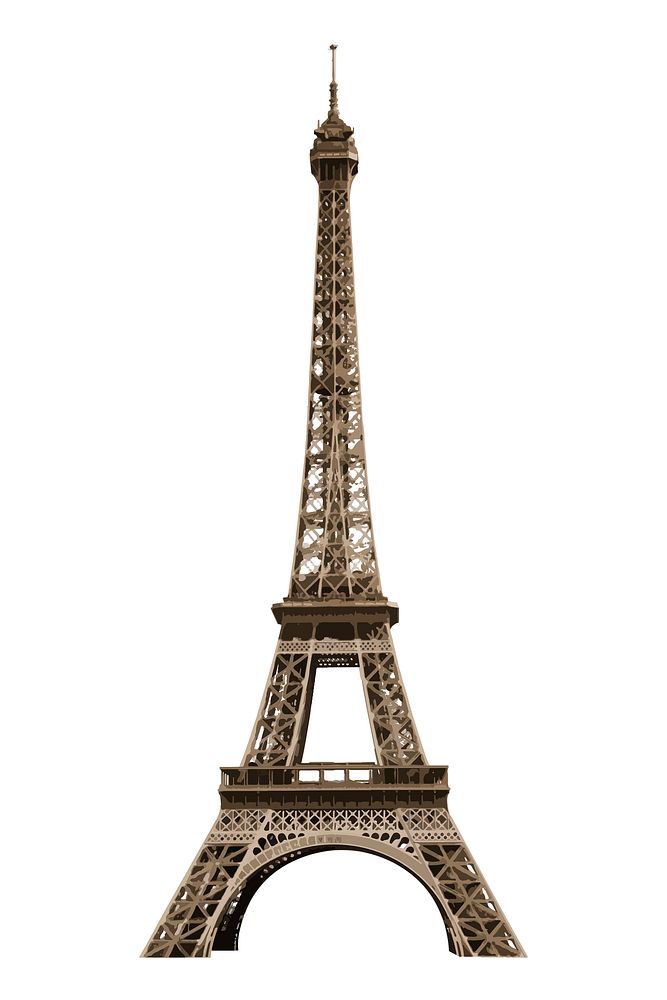 Aesthetic Eiffel Tower illustration, vectorize Paris tourist attraction psd