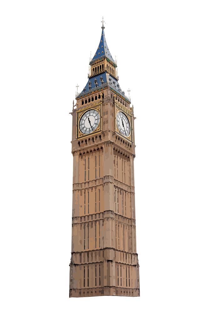 London's Big Ben tower aesthetic illustration vectorize