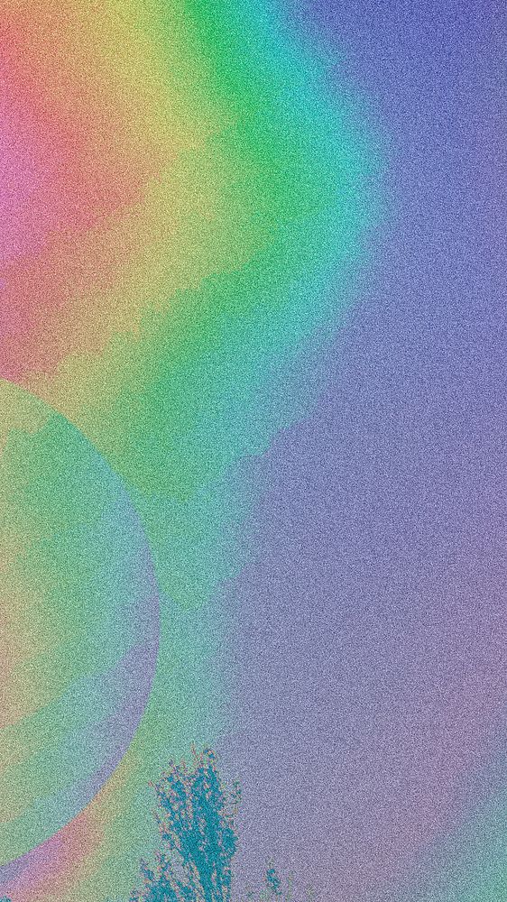 Retro iridescent iPhone wallpaper, holographic aesthetic background