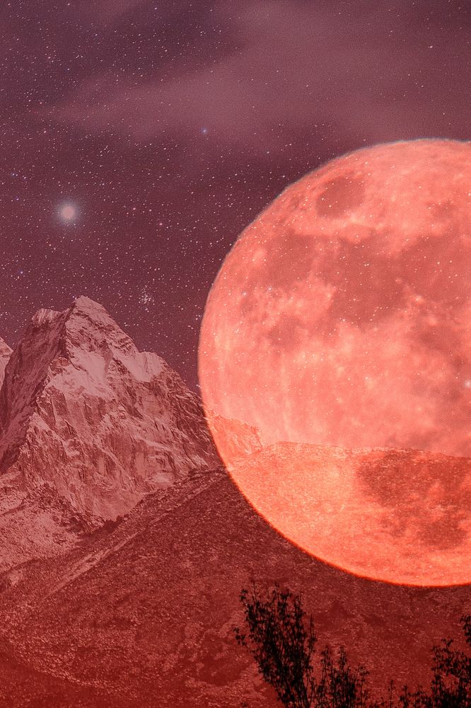 Blood moon background, dark fantasy landscape remix