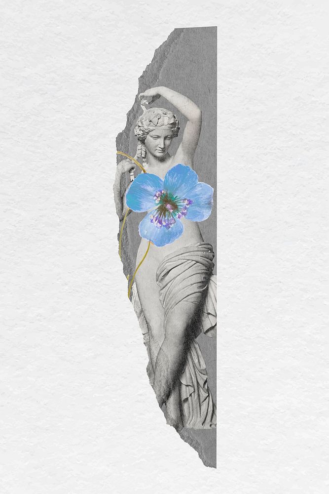 Greek goddess clipart, torn paper collage element vector