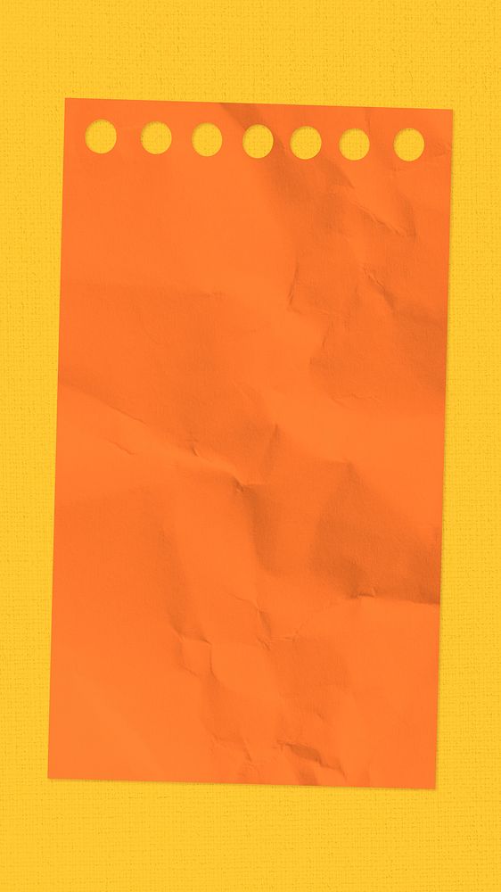 Orange notepaper mobile wallpaper, crumpled texture