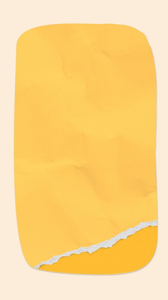 Yellow mobile wallpaper, crumpled and torn paper texture