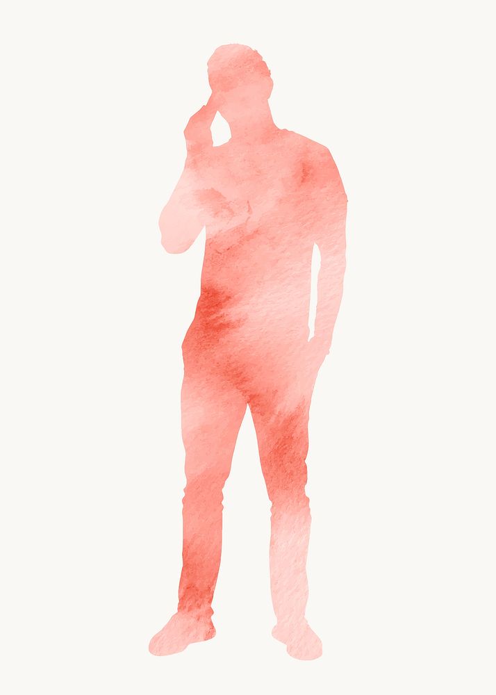 Man on the phone silhouette clipart, pastel tie dye design vector