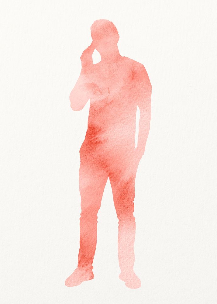 Man on the phone silhouette clipart, pastel tie dye design