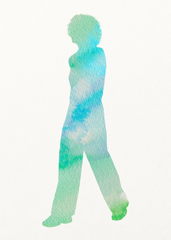 Woman walking silhouette clipart, aesthetic colorful design