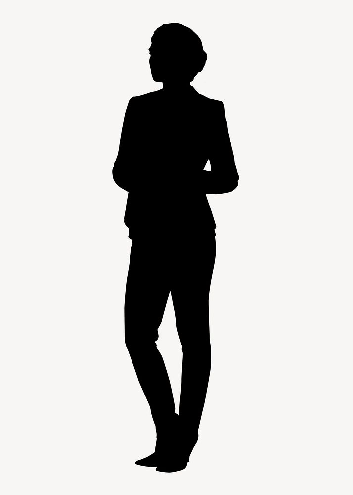 Business woman silhouette clipart, black design psd