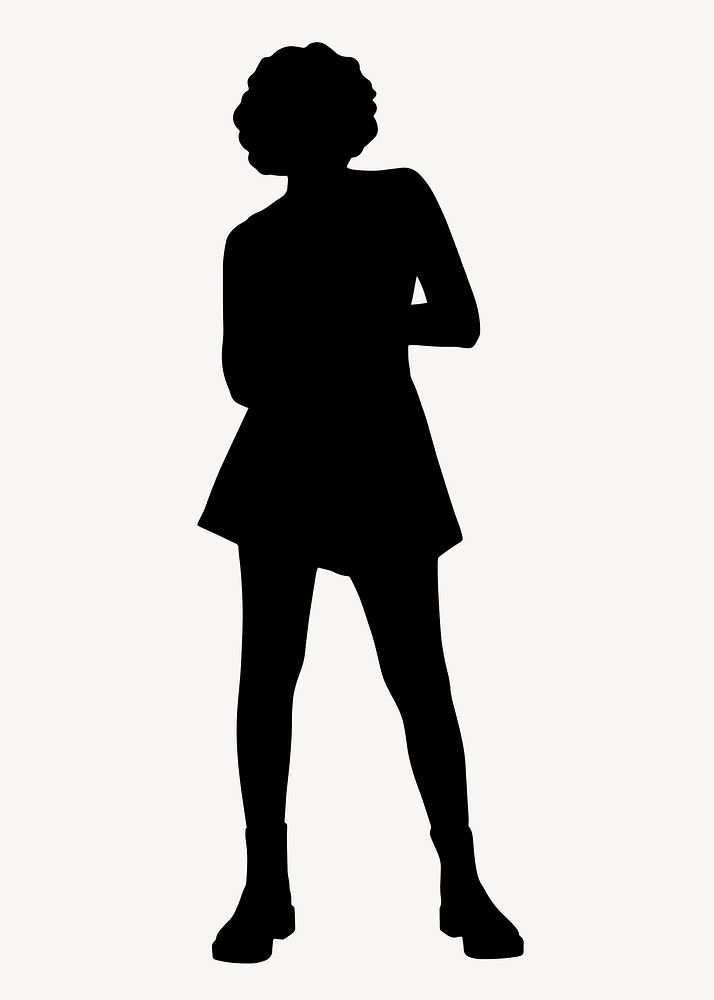 Afro woman silhouette clipart, black design vector