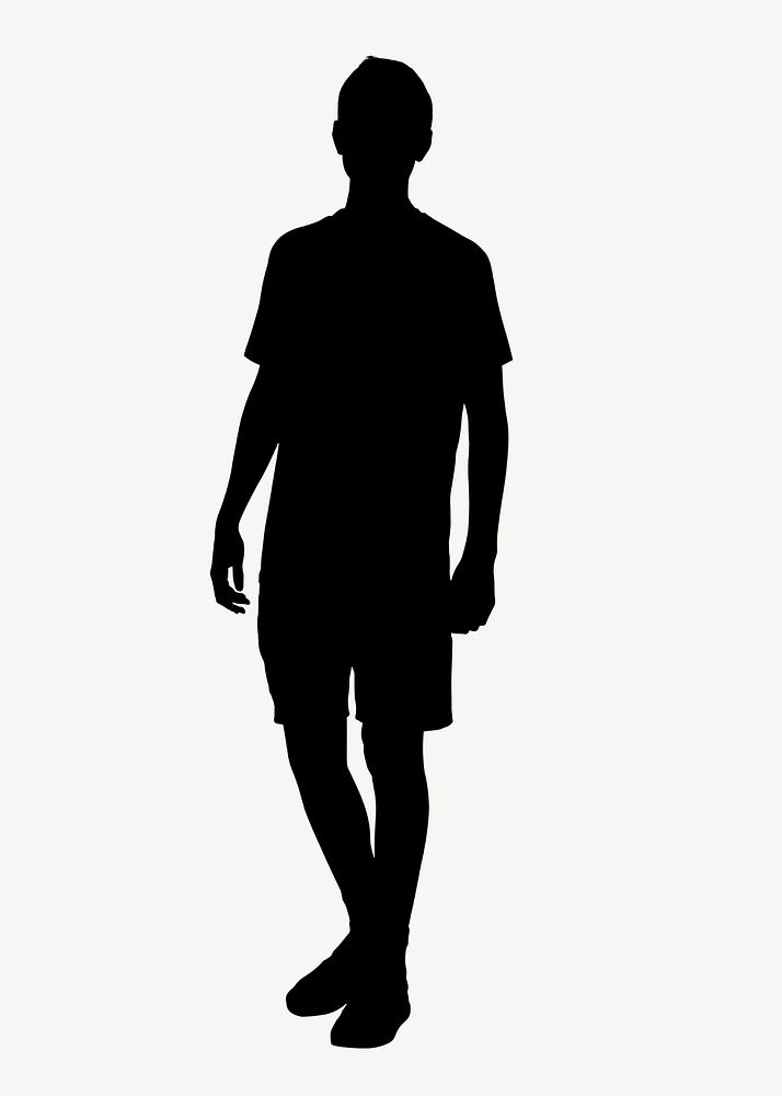Young man silhouette clipart in black