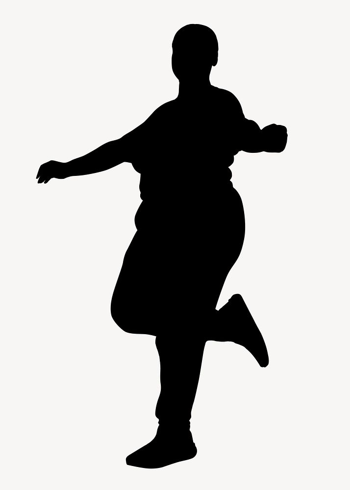Chubby woman dancing silhouette clipart, self-love concept