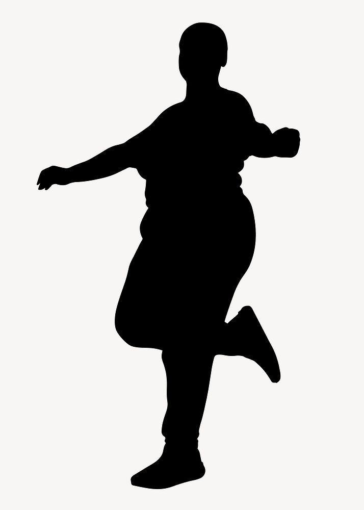 Chubby woman dancing silhouette clipart, self-love concept vector