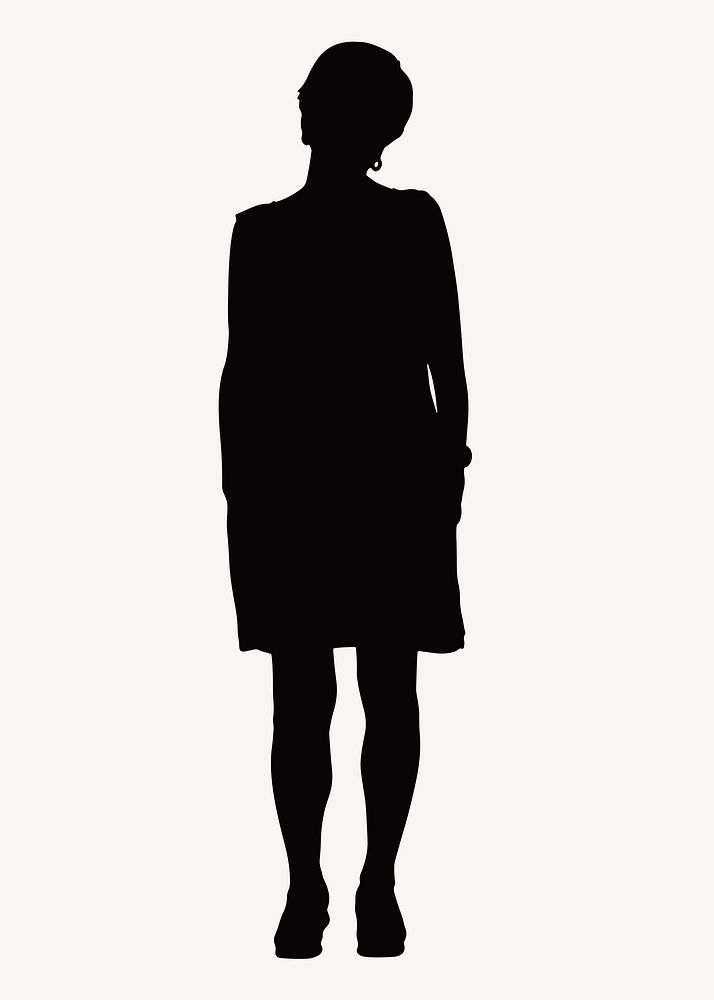 Black woman silhouette clipart, standing gesture vector