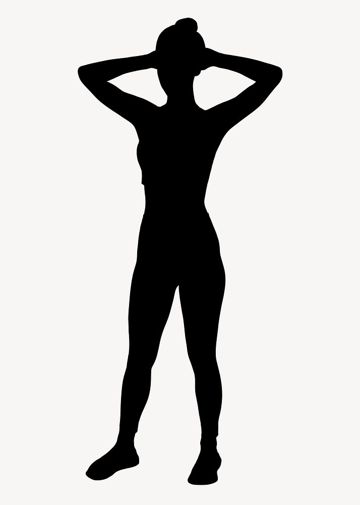 Woman exercising silhouette clipart, fitness routine concept