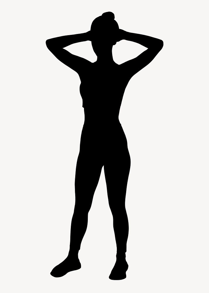 Woman exercising silhouette clipart, fitness routine concept psd