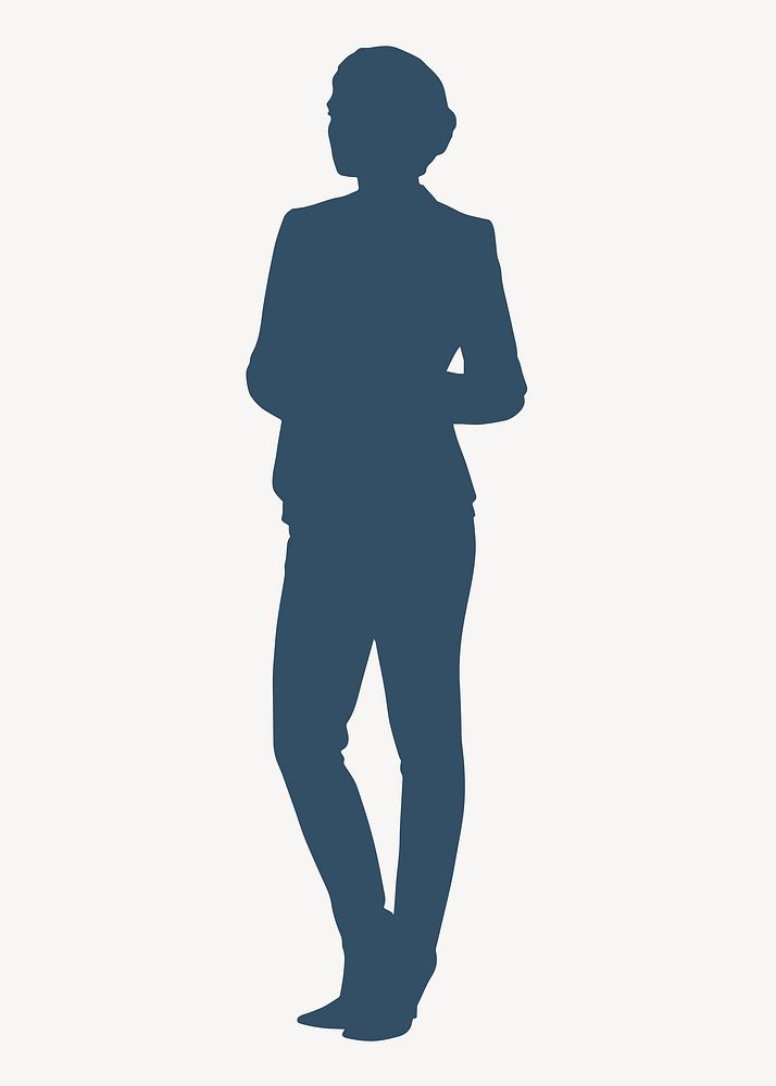 Business woman silhouette clipart, blue design vector