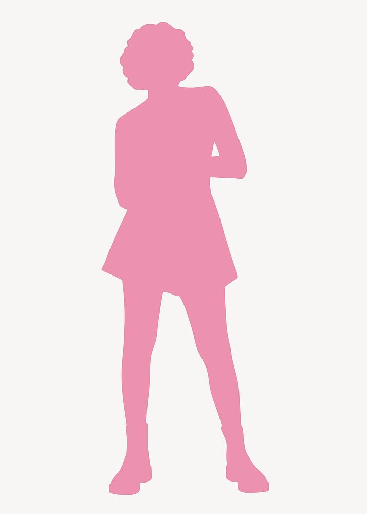 Afro woman silhouette clipart, pink design vector