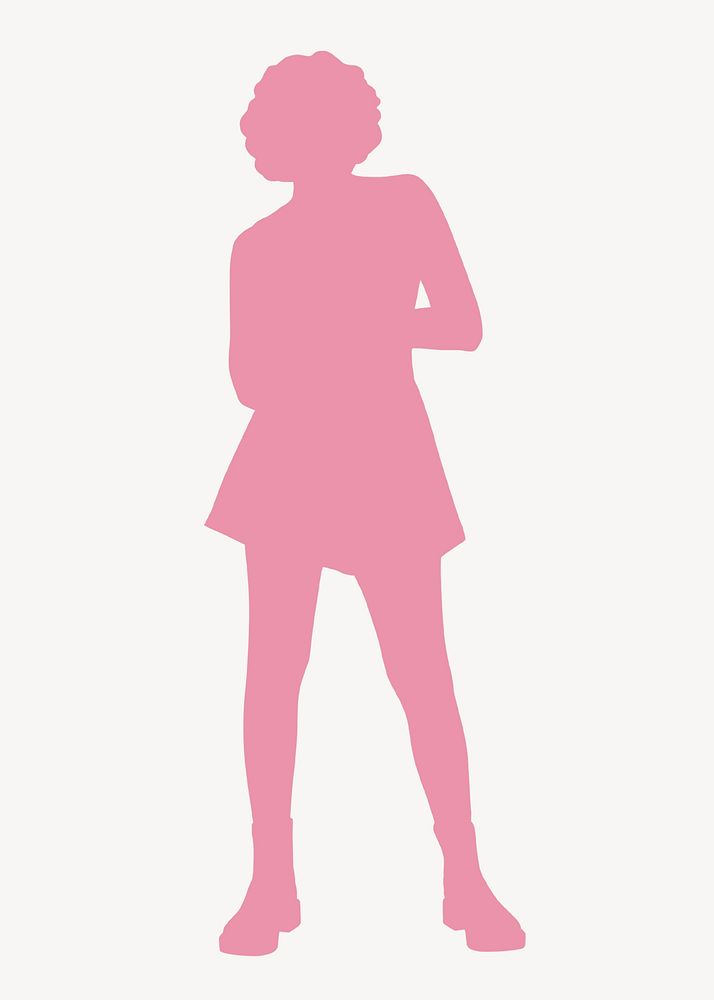 Afro woman silhouette clipart, pink design psd