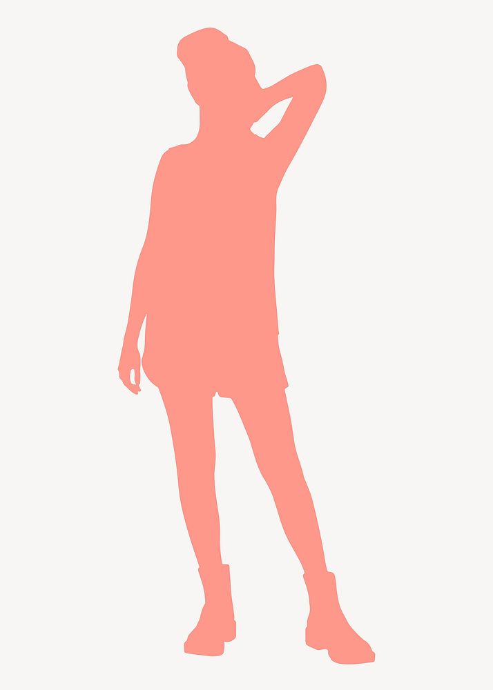 Orange woman silhouette clipart, fashion pose vector