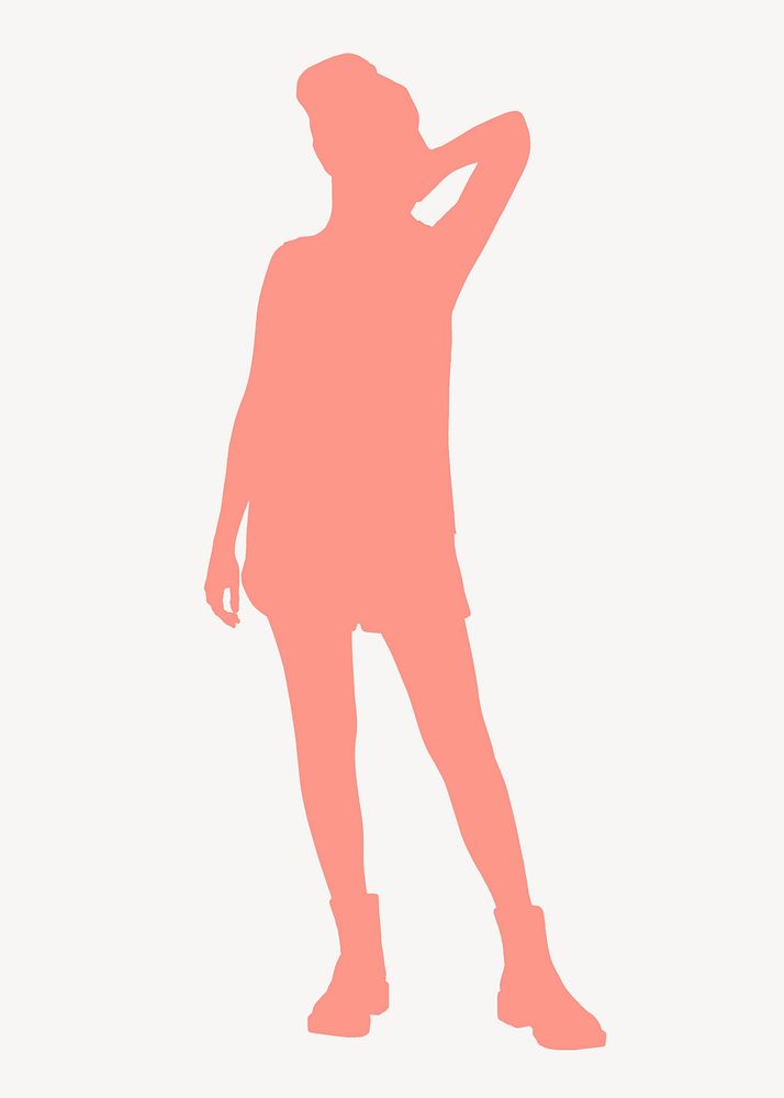 Orange woman silhouette clipart, fashion pose psd