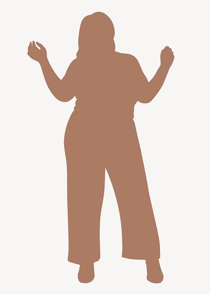 Curvy woman silhouette clipart, dancing, brown design vector