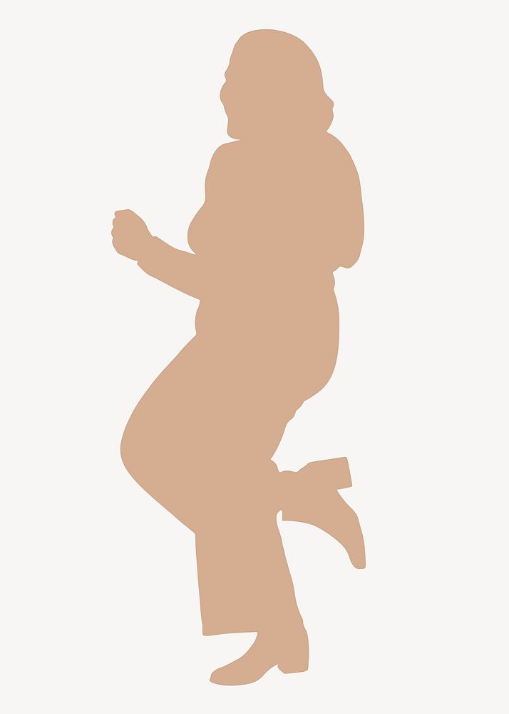 Curvy woman silhouette clipart, dancing, brown design vector