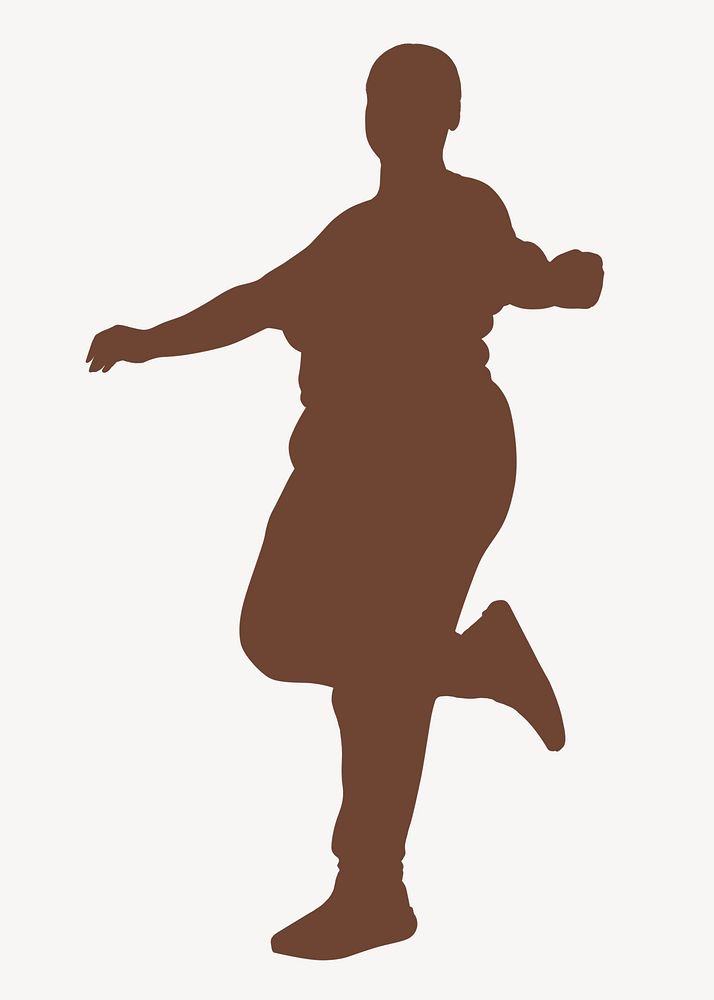 Chubby woman dancing silhouette clipart, self-love concept