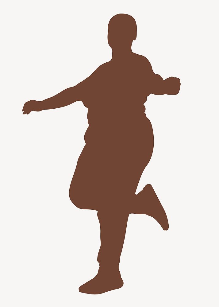 Chubby woman dancing silhouette clipart, self-love concept vector