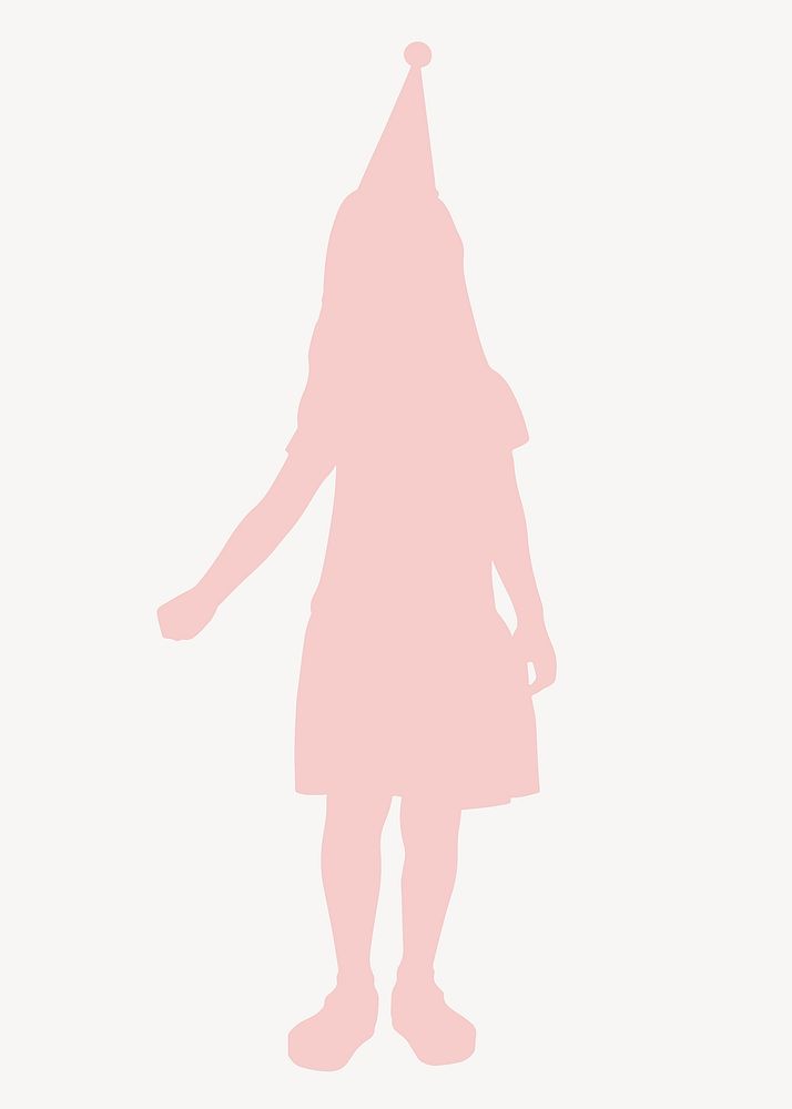 Girl in party hat silhouette clipart, birthday celebration vector