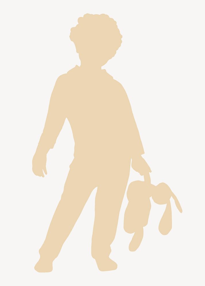 Boy holding bunny silhouette clipart, pastel design