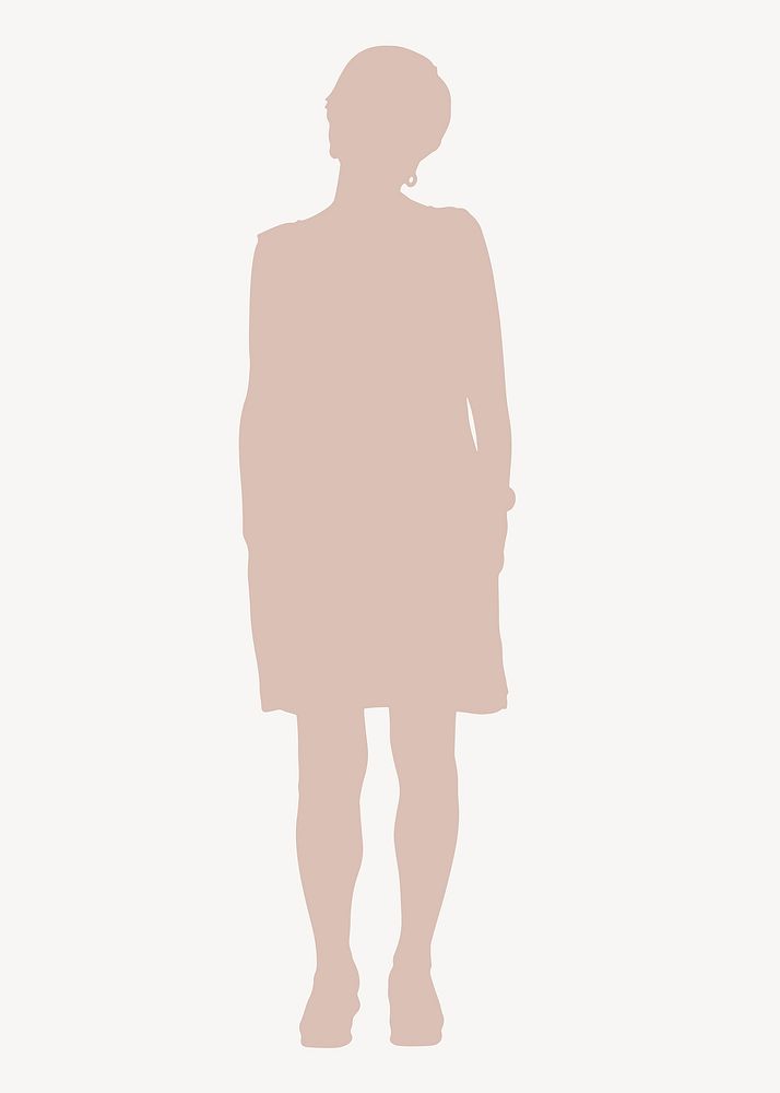 Pastel woman silhouette clipart, standing gesture vector