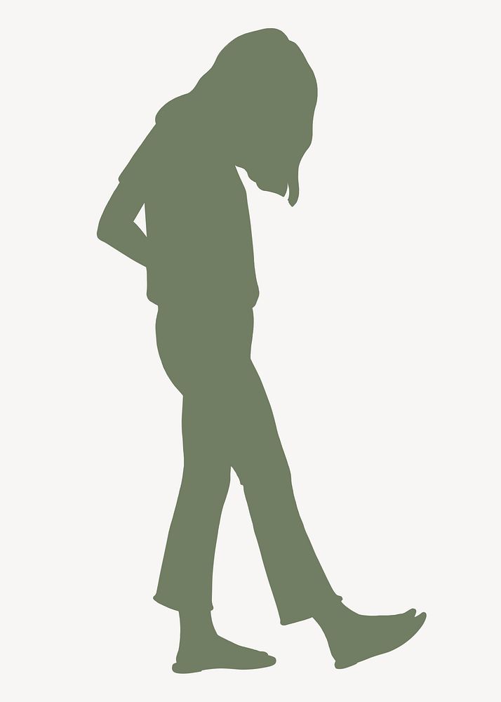 Green woman silhouette clipart, walking gesture