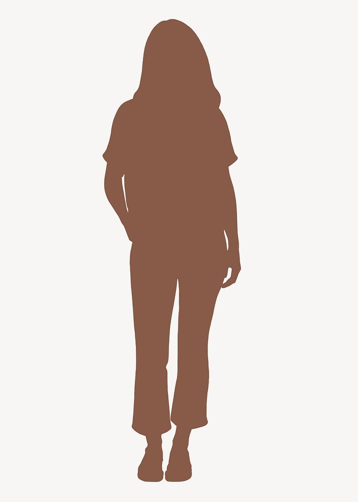 Woman silhouette clipart, hand in pocket gesture