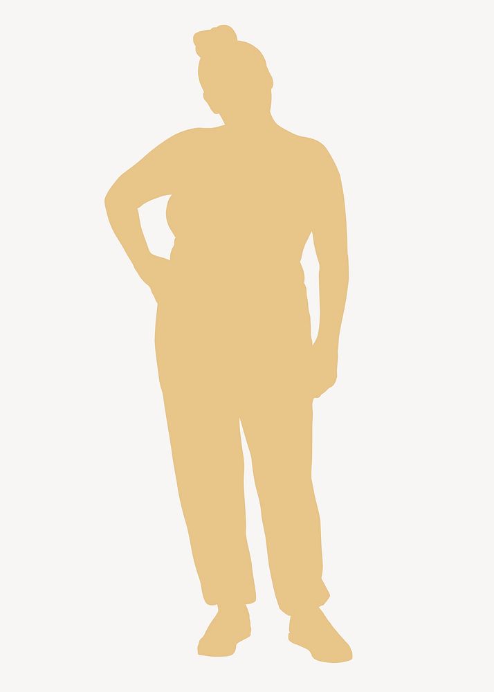 Chubby woman yellow silhouette, full body pose psd