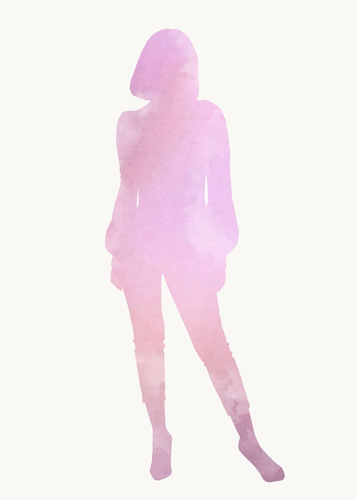 Pink woman silhouette, aesthetic, full body illustration vector