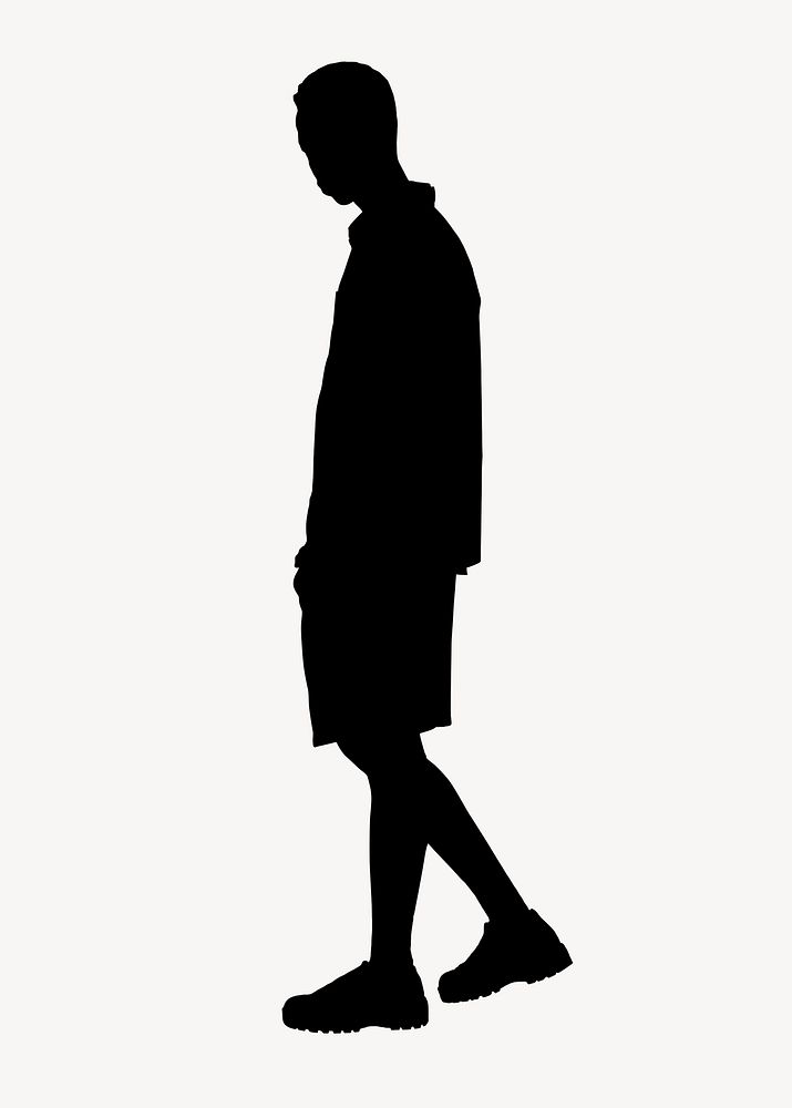 Man walking silhouette, body gesture illustration 