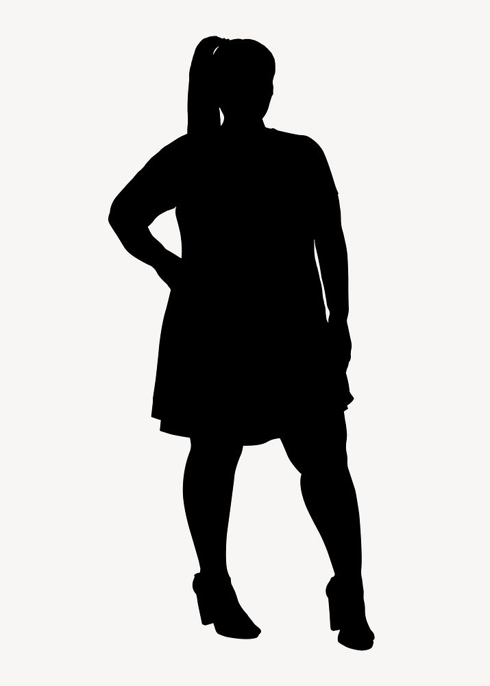 Plus-size woman silhouette, hand on hips, full body