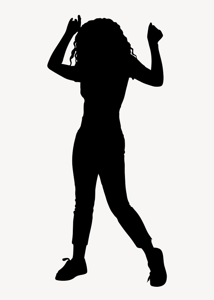 Woman dancing silhouette clipart, happy body gesture 