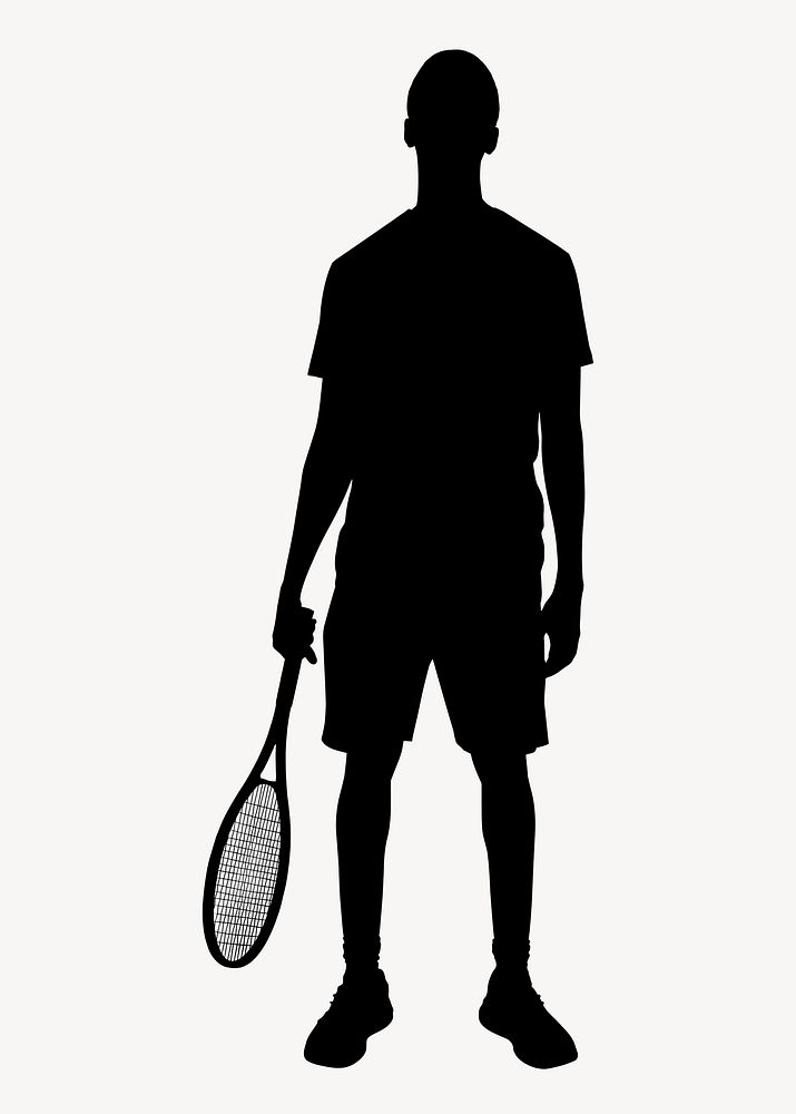 Male tennis player silhouette, sport concept illustration
