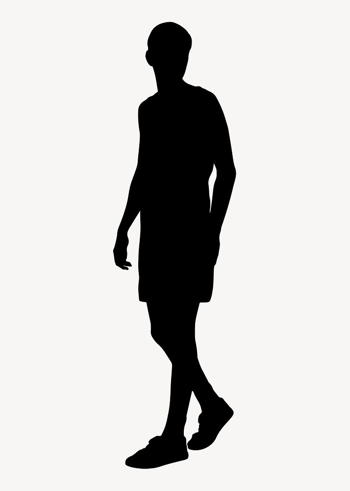 Man walking silhouette, body gesture illustration vector