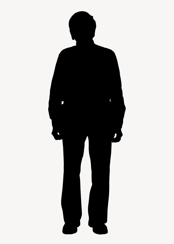 Man standing silhouette, body gesture illustration in black vector