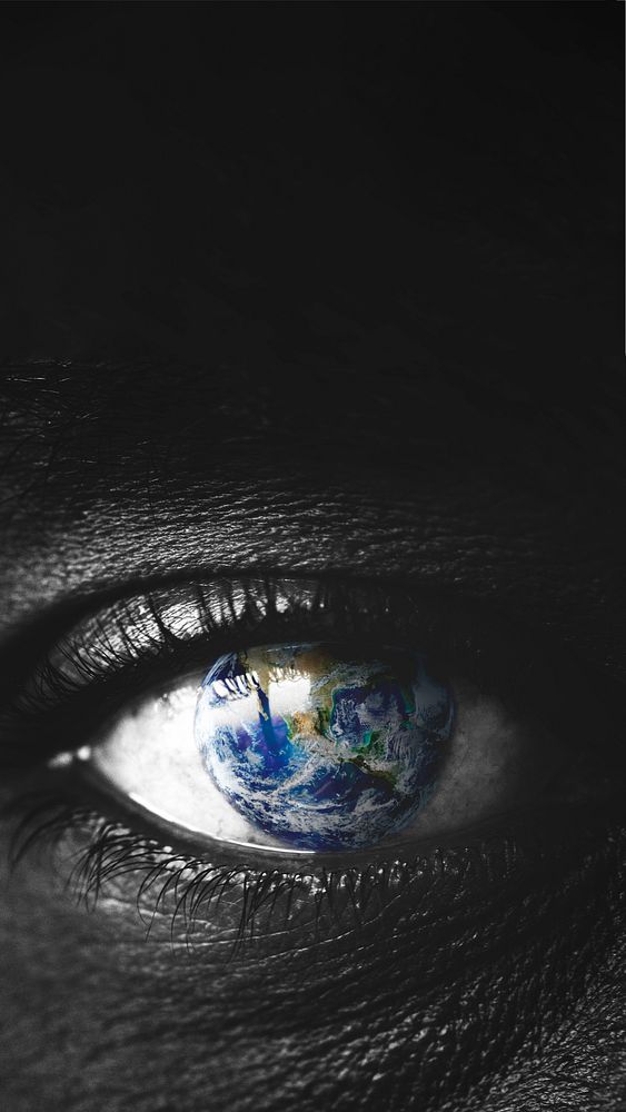 Environment mobile wallpaper, woman with a globe in her eye