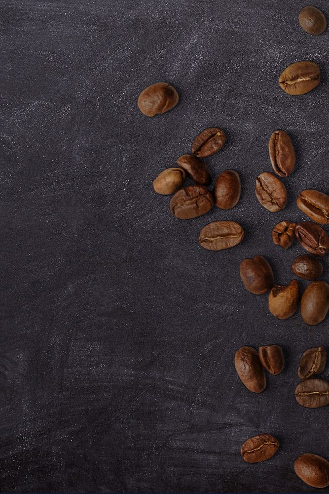 Black background, coffee beans border