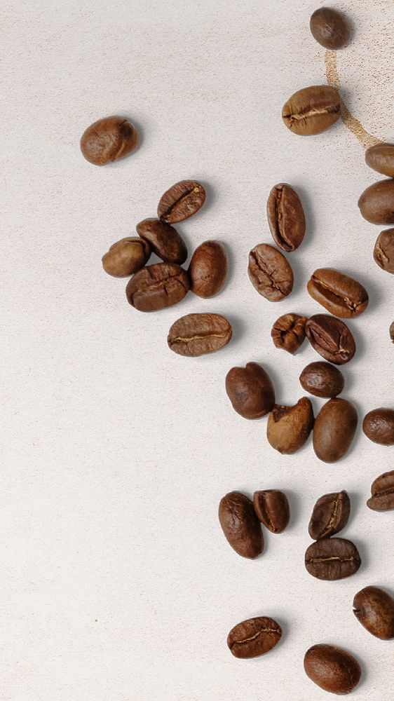 Coffee beans mobile wallpaper, beige background