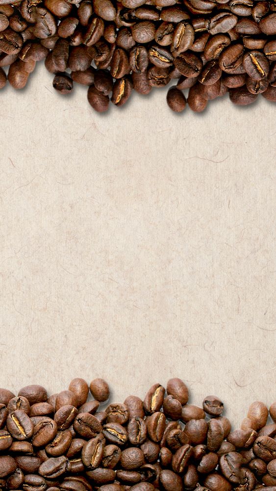 Coffee beans frame mobile wallpaper, beige background
