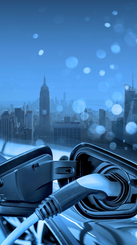 Blue mobile wallpaper, electric vehicle technology