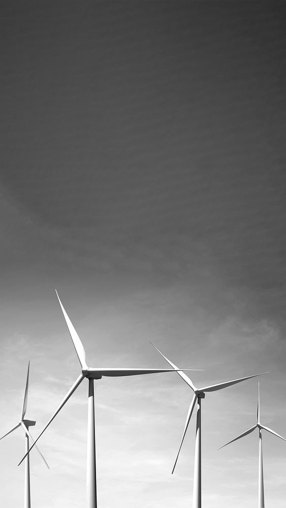 Wind power station mobile wallpaper, clean energy technology